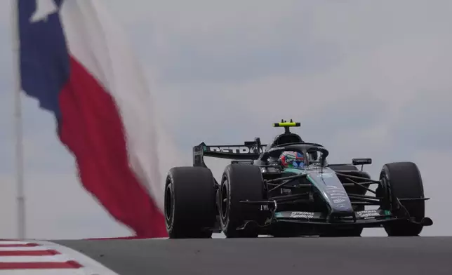 Mercedes driver Andrea Kimi Antonelli of Italy steers his car during the Formula One U.S. Grand Prix auto race in Austin, Texas, Sunday, Oct. 25, 2026. (AP Photo/Eric Gay)