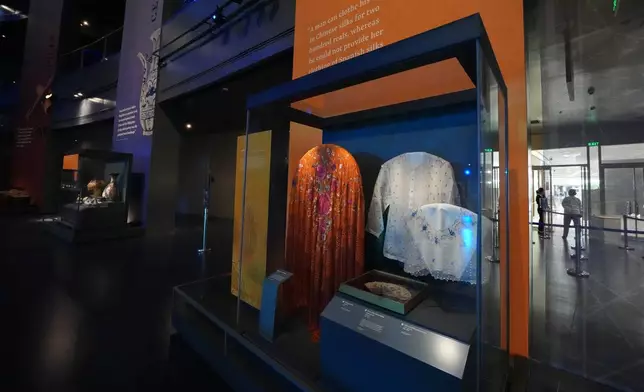 Clothing is displayed at the Museo del Galeon in Manila, Philippines on Friday, Aug. 28, 2026. (AP Photo/Aaron Favila)