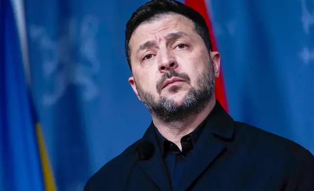 Ukrainian President Volodymyr Zelensky speaks during a press conference on Tuesday, Oct. 20, 2026 in Oslo, Norway. (Lise Åserud/NTB Scanpix via AP)