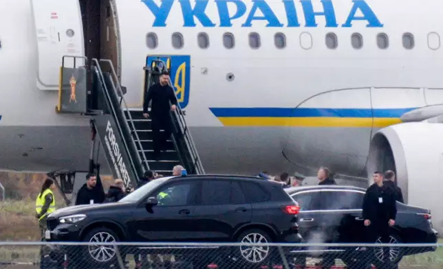 Ukrainian President Volodymyr Zelenskyy lands at Oslo Airport, Norway, Tuesday, Oct. 20, 2026. (Stian Lysberg Solum/NTB Scanpix via AP)