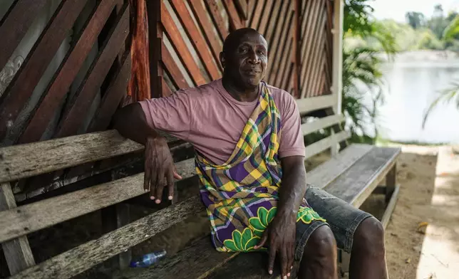 Hugo Jabini, managing director of the Association of Saamaka Communities, poses for a photo in Nieuw Aurora, Suriname, Tuesday, Sept. 29, 2026. (AP Photo/Ivan Valencia)