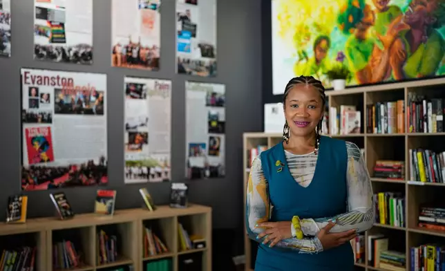 Founder and Executive director of FirstRepair, Robin Rue Simmons poses for a photo at her office Monday, Aug. 10, 2026, in Evanston, Ill. (AP Photo/Nam Y. Huh)