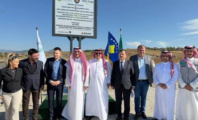SFD delegation and Kosovar representatives at the newly completed section of the Pristina–Mitrovica Highway (Photo: AETOSWire)