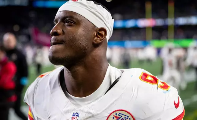Kansas City Chiefs running back Kenneth Walker III (9) walks to the locker room after a loss to the Seattle Seahawks at an NFL football game in Seattle, Sunday, Oct. 25, 2026. (AP Photo/Rio Giancarlo)