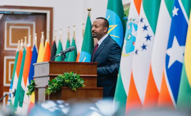 Ethiopian Prime Minister Abiy Ahmed speaks during a session of the Ethiopian Parliament in Addis Ababa, Ethiopia, Monday, Oct. 5, 2026. (Ethiopian Prime Minster's Office via AP)