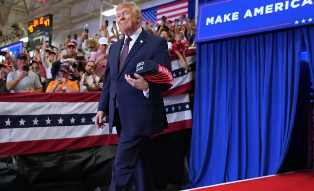 President Donald Trump arrives at a campaign rally at the Shoemaker Center at Ohio University Chillicothe in Chillicothe, Ohio, Wednesday, Oct. 28, 2026. (AP Photo/Mark Schiefelbein)