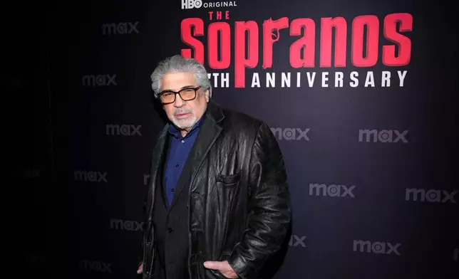 FILE - Vincent Pastore attends "The Sopranos" 25th anniversary celebration at Da Nico on Wednesday, Jan. 10, 2024, in New York. (Photo by Charles Sykes/Invision/AP,File)