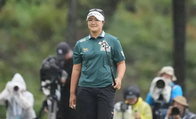 Haeran Ryu of South Korea walks on the 18th hole during the final round of the LPGA BMW Ladies Championship at the Pine Beach Golf Links, in Haenam, South Korea, Sunday, Oct. 25, 2026. (AP Photo/Lee Jin-man)