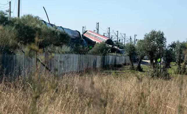 The scene of a collision between two trains in Urda, Spain on Wednesday, Oct. 28, 2026. (Juanma Jimenez/Europa Press via AP)