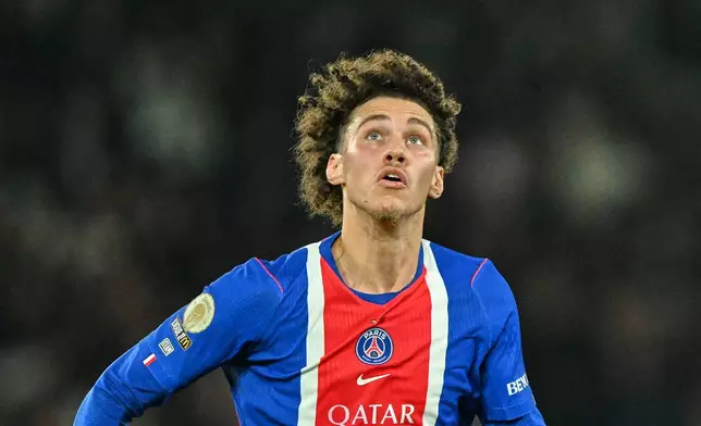 PSG's Maghnes Akliouche in action during the French League One soccer match between Paris Saint-Germain and Lyon in Paris, Monday, Oct. 26, 2026. (AP Photo/Emma Da Silva)