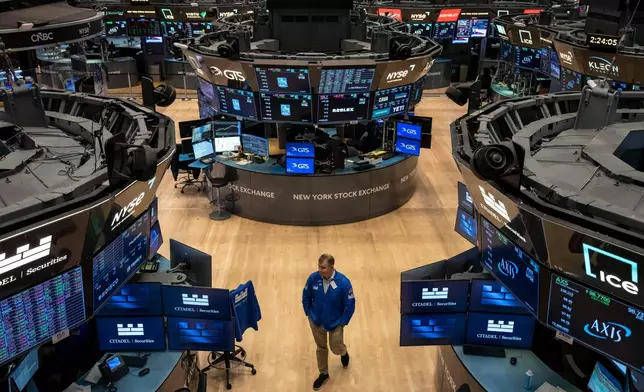 A general view shows the floor of the New York Stock Exchange, Friday, Oct. 16, 2026, in New York. (AP Photo/Yuki Iwamura)