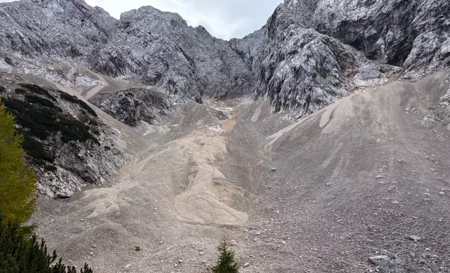 A general view of the Skuta glacier near Kamnik, Slovenia, Oct. 11, 2026. (AP Photo)
