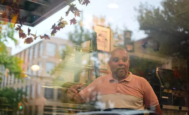 Alberto Pena who operates Las Palmas Restaurant that serves Dominican food, speaks during an interview in Allentown, Pa., on Sept. 29, 2026. (AP Photo/Matt Rourke)