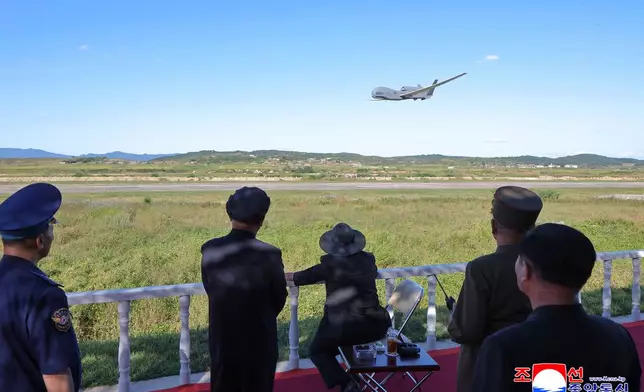 FILE - This photo provided by the North Korean government, shows North Korean leader Kim Jong Un inspects a test of a drone at an undisclosed place in North Korea Thursday, Sept. 18, 2025. (Korean Central News Agency/Korea News Service via AP)