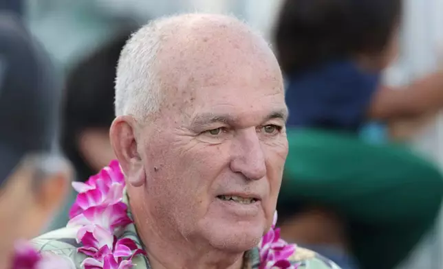 FILE - Former Hawaii football head coach June Jones is seen before an NCAA college football game, Oct. 28, 2023, in Honolulu. (AP Photo/Marco Garcia, File)