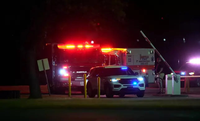 Emergency vehicles arrive at Riverbend Maximum Security Institution after the execution of Christa Pike was halted Wednesday, Sept. 30, 2026, in Nashville, Tenn. (AP Photo/George Walker IV)