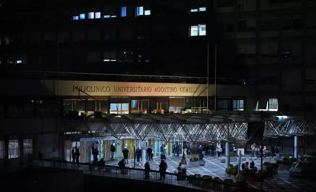 A view of the Agostino Gemelli Polyclinic where Pope Leo XIV is scheduled to be hospitalized, in Rome, Monday, Oct. 12, 2026. (AP Photo/Andrew Medichini)
