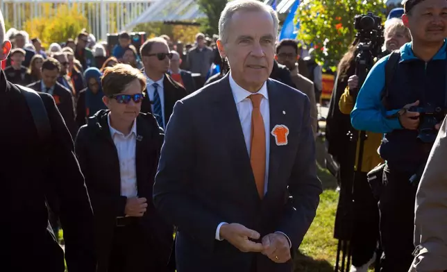 Canada Prime Minister Mark Carney attends the National Day for Truth and Reconciliation event, Wednesday Sept. 30, 2026, in Edmonton, Alberta. (John Ulan/The Canadian Press via AP)
