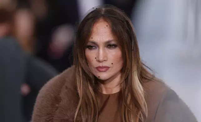 Jennifer Lopez arrives for the Stella McCartney Womenswear Spring Summer 2027 collection presented in Paris, France, Wednesday, Sept. 30, 2026. (AP Photo/Aurelien Morissard)