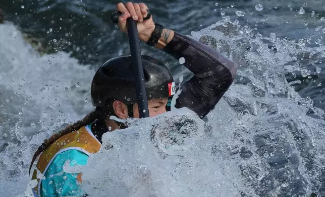 Kazakhstan's Anastassiya Ananyeva competes in the women's canoe singles final at the Asian Games in Toyota, Japan, Wednesday, Sept. 30, 2026. (AP Photo/Mark Baker)