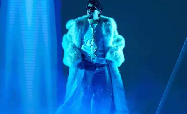 FILE - Bad Bunny performs during the iHeartRadio Music Awards in Los Angeles on March 17, 2025. (AP Photo/Chris Pizzello, File)