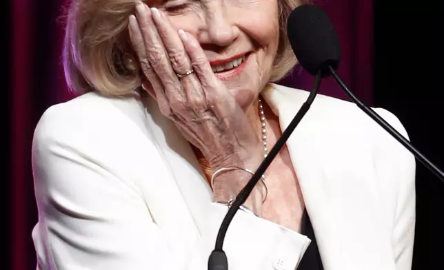 FILE - Eva Marie Saint accepts the "Legacy Series Spotlight" award at the Crystal Lucy Awards on Tuesday June 1, 2010, in Los Angeles. (AP Photo/Matt Sayles, File)