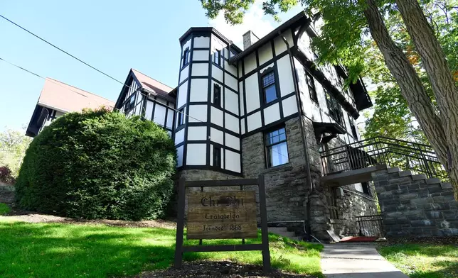 The Chi Phi fraternity house is seen at Cornell University, Monday, Oct. 5, 2026, in Ithaca, N.Y. (AP Photo/Adrian Kraus)