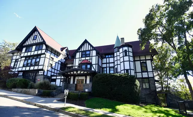 The Chi Phi fraternity house is seen at Cornell University, Monday, Oct. 5, 2026, in Ithaca, N.Y. (AP Photo/Adrian Kraus)