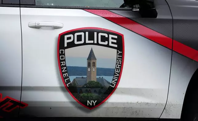 A Cornell University police car is seen parked on campus at Cornell University in Ithaca, N.Y., Thursday, Oct. 1, 2026. (AP Photo/Matt Rourke)