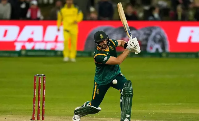 South Africa's Aiden Markram plays a shot during the third one day international cricket match between South Africa and Australia, in Potchefstroom, South Africa, Wednesday, Sept. 30, 2026. (AP Photo/Themba Hadebe)