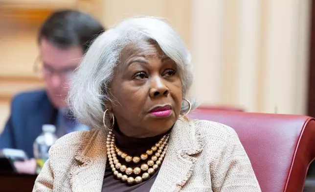FILE - Virginia Senate President pro tempore Louise Lucas, D-Portsmouth, listens to debate on the Senate floor, Feb. 17, 2026, in Richmond, Va. (AP Photo/Ryan M. Kelly, File)