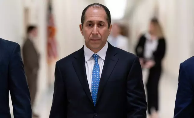 FILE - Richard Kahn, Jeffrey Epstein's accountant and co-executor of his estate, arrives for his deposition before the House Oversight Committee on Capitol Hill, March 11, 2026, in Washington. (AP Photo/Jose Luis Magana, File)