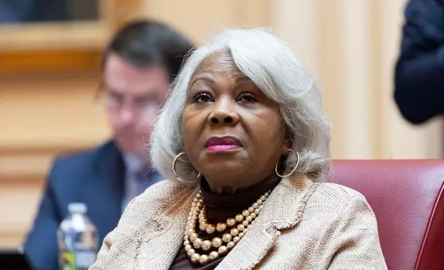 FILE - Virginia Senate President pro tempore Louise Lucas, D-Portsmouth, listens to debate on the Senate floor, Feb. 17, 2026, in Richmond, Va. (AP Photo/Ryan M. Kelly, File)
