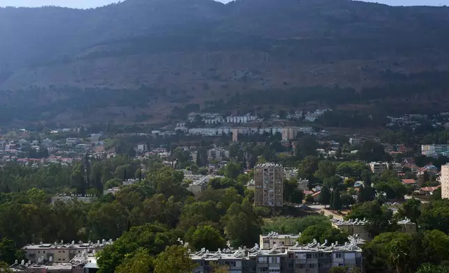 A view of Kiryat Shmona, Israel's largest northern city, is seen Tuesday, Oct. 13, 2026, with the border with Lebanon in the background. (AP Photo/Ariel Schalit)