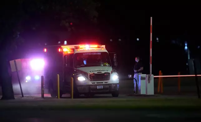 Emergency vehicles arrive at Riverbend Maximum Security Institution after the execution of Christa Pike was halted Wednesday, Sept. 30, 2026, in Nashville, Tenn. (AP Photo/George Walker IV)
