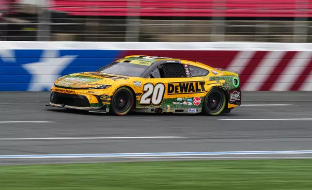 Christopher Bell competes down the front stretch during a NASCAR Cup Series auto race, Sunday, Oct. 11, 2026, in Concord, N.C. (AP Photo/Matt Kelley)