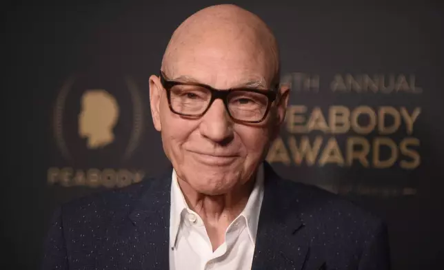 FILE - Patrick Stewart attends the 84th Annual Peabody Awards on Sunday, June 9, 2024, in Beverly Hills, Calif. (Photo by Richard Shotwell/Invision/AP, File)