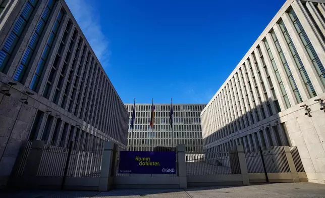 A view of the headquarters of Germany's foreign intelligence service Bundes Nachrichten Dienst, known as BND, in Berlin, Germany, Wednesday, Oct. 7, 2026. (AP Photo/Markus Schreiber)