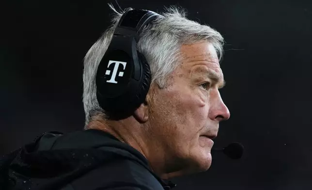 Iowa head coach Kirk Ferentz looks on from the sideline during the second half of an NCAA college football game against Washington, Friday, Oct. 9, 2026, in Seattle. (AP Photo/Lindsey Wasson)
