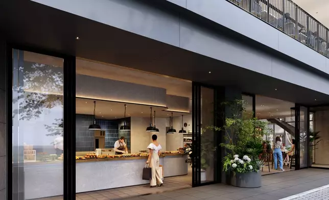 1F Bakery Facade: A bakery open to the neighborhood, seamlessly connected to the hotel
