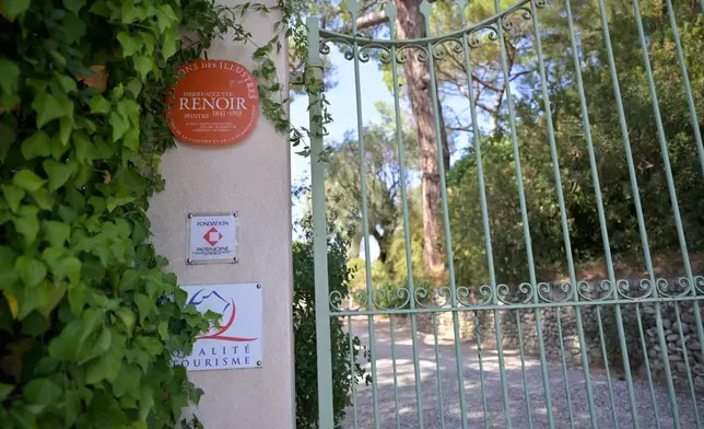 FILE - The entrance of the Renoir Museum is pictured after thieves stole four valuable Renoir paintings, in Cagnes-sur-Mer, Tuesday, Sept. 8, 2026. (AP Photo/Philippe Magoni, file)