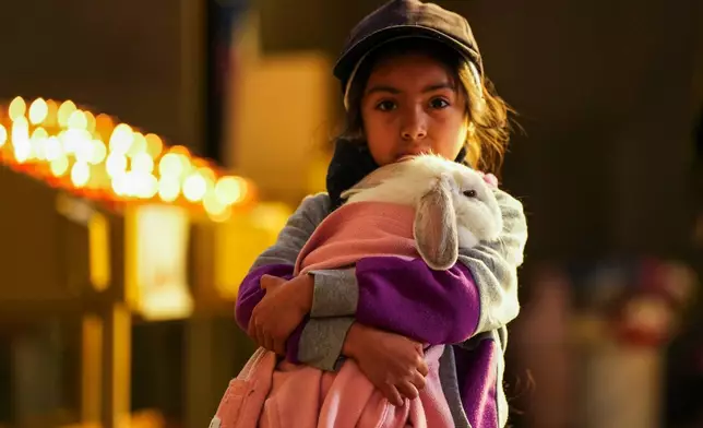 A girl carries her rabbit for a pet blessing ceremony at the Basilica of Our Lady of Mount Carmel on the feast day of St. Francis of Assisi in Santiago, Chile, Sunday, Oct. 4, 2026. (AP Photo/Esteban Felix)