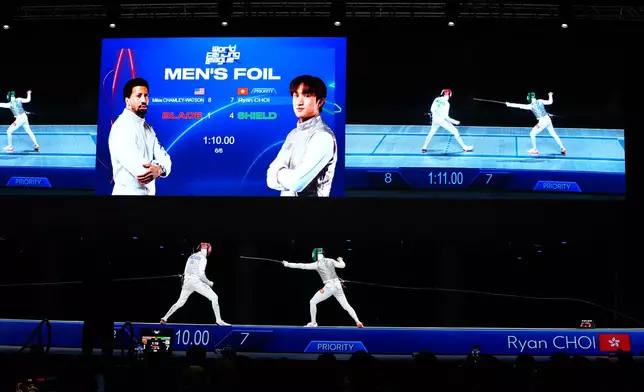 Hong Kong's Ryan Choi Chun-yin and Miles Chamley-Watson faced off in the men's foil bout at the inaugural World Fencing League in Los Angeles. Photo source: WFL