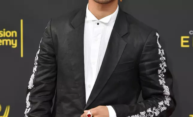 FILE - Jordan Fisher arrives at night one of the Creative Arts Emmy Awards in Los Angeles on Sept. 14, 2019. (Photo by Richard Shotwell/Invision/AP, File)