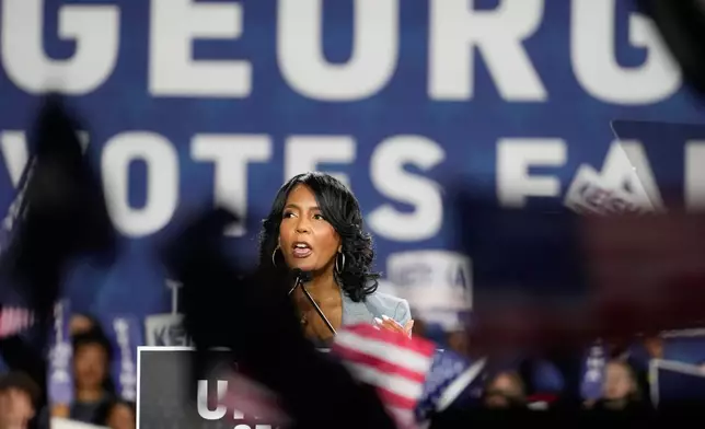 Democratic gubernatorial candidate Keisha Lance Bottoms speaks during a rally ahead of the Georgia Primary Election on Saturday, Oct. 17, 2026, in Atlanta. (AP Photo/Brynn Anderson)