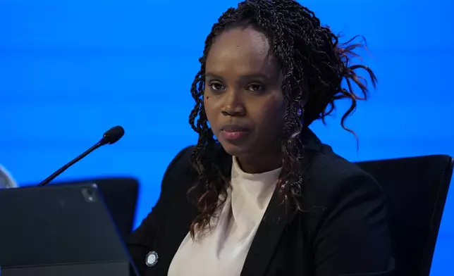 Guinea Finance Minister Mariama Sylla speaks at African Finance Ministers news conference during the annual meetings of the International Monetary Fund and the World Bank Group in Bangkok, Thailand, Thursday, Oct. 15, 2026. (AP Photo/Sakchai Lalit)
