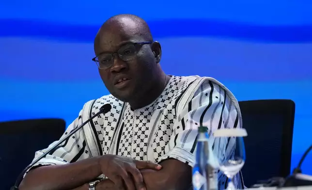 Burkina Faso Finance Minister Aboubakar Nacanabo speaks at African Finance Ministers a news conference during the annual meetings of the International Monetary Fund and the World Bank Group in Bangkok, Thailand, Thursday, Oct. 15, 2026. (AP Photo/Sakchai Lalit)