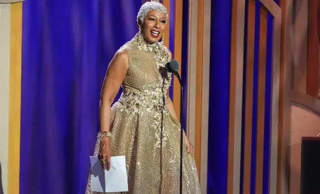 Tamara Tunie accepts the award for outstanding lead performer in a daytime drama series: actress for "Beyond the Gates" during the 53rd Annual Daytime Emmy Awards on Friday, Oct. 30, 2026, at the Hollywood Palladium in Los Angeles. (AP Photo/Chris Pizzello)