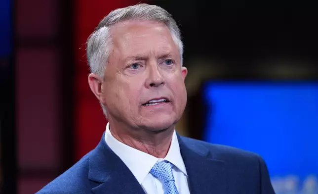 Republican Sen. Roger Marshall participates in a debate with Democratic nominee for U.S. Senate Adam Hamilton at WDAF TV in Kansas City, Mo., Wednesday, Oct. 21, 2026. (AP Photo/Charlie Riedel, Pool)