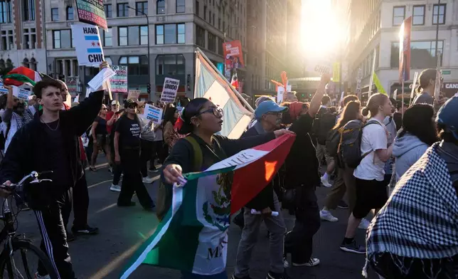 FIEL - Demonstrators march at a protest opposing "Operation Midway Blitz" and the presence of ICE, on Sept. 9, 2025, in Chicago. (AP Photo/Erin Hooley, File)
